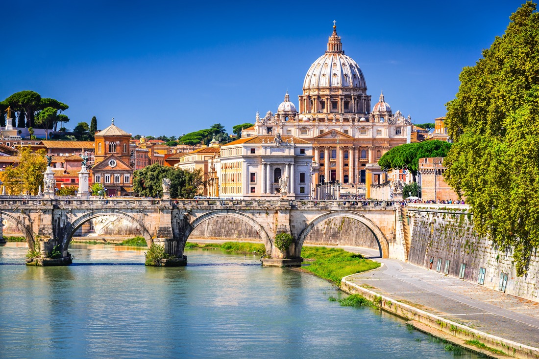 Rome, Italy. Vatican dome of Saint Peter Basilica